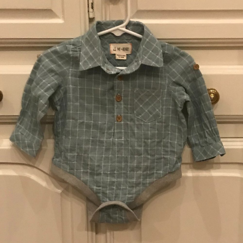Me & Henry Blue Plaid Shirt, 3/6 months
